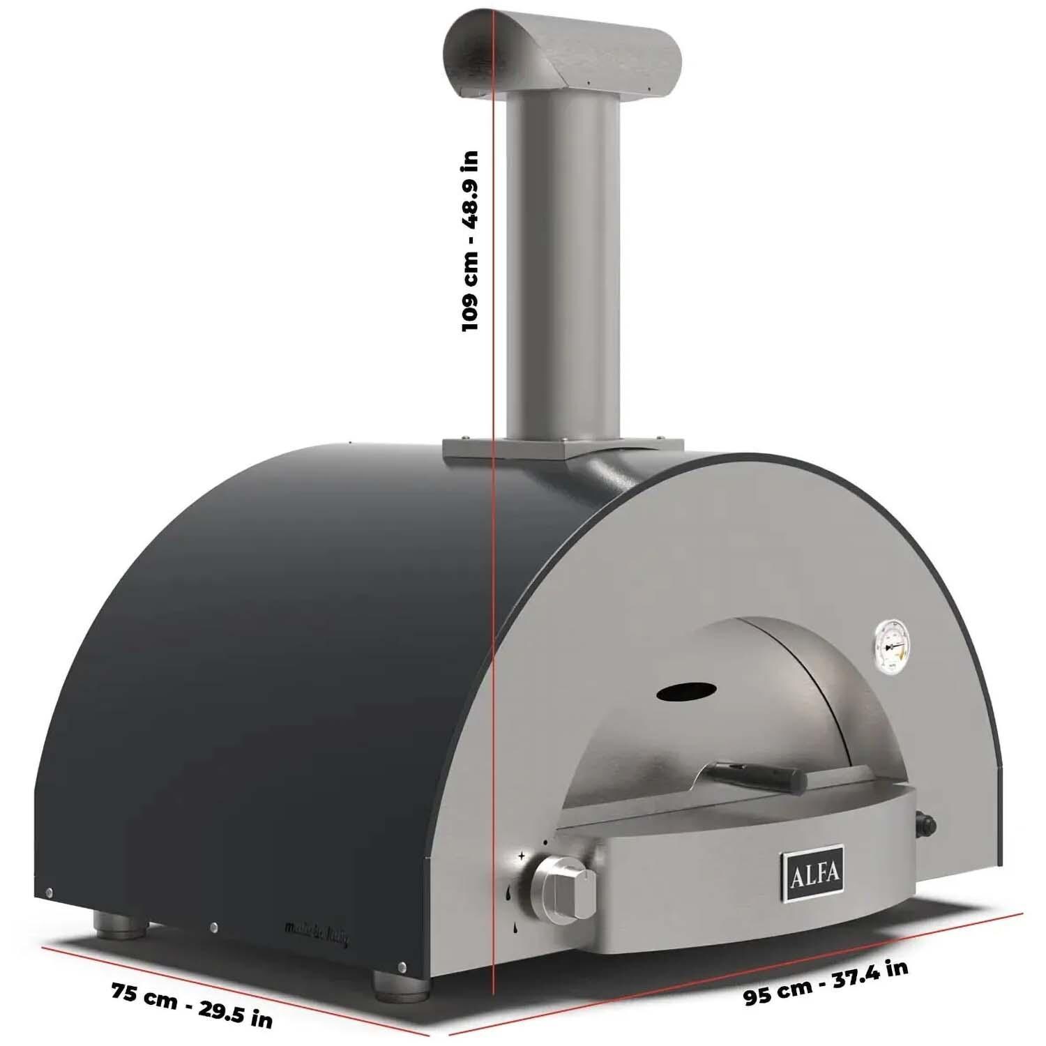 Alfa FXCL-2P-MGRA-U Classico 2 Pizze Natural Gas Pizza Oven - Ardesia Grey - Dimensional thumbnail