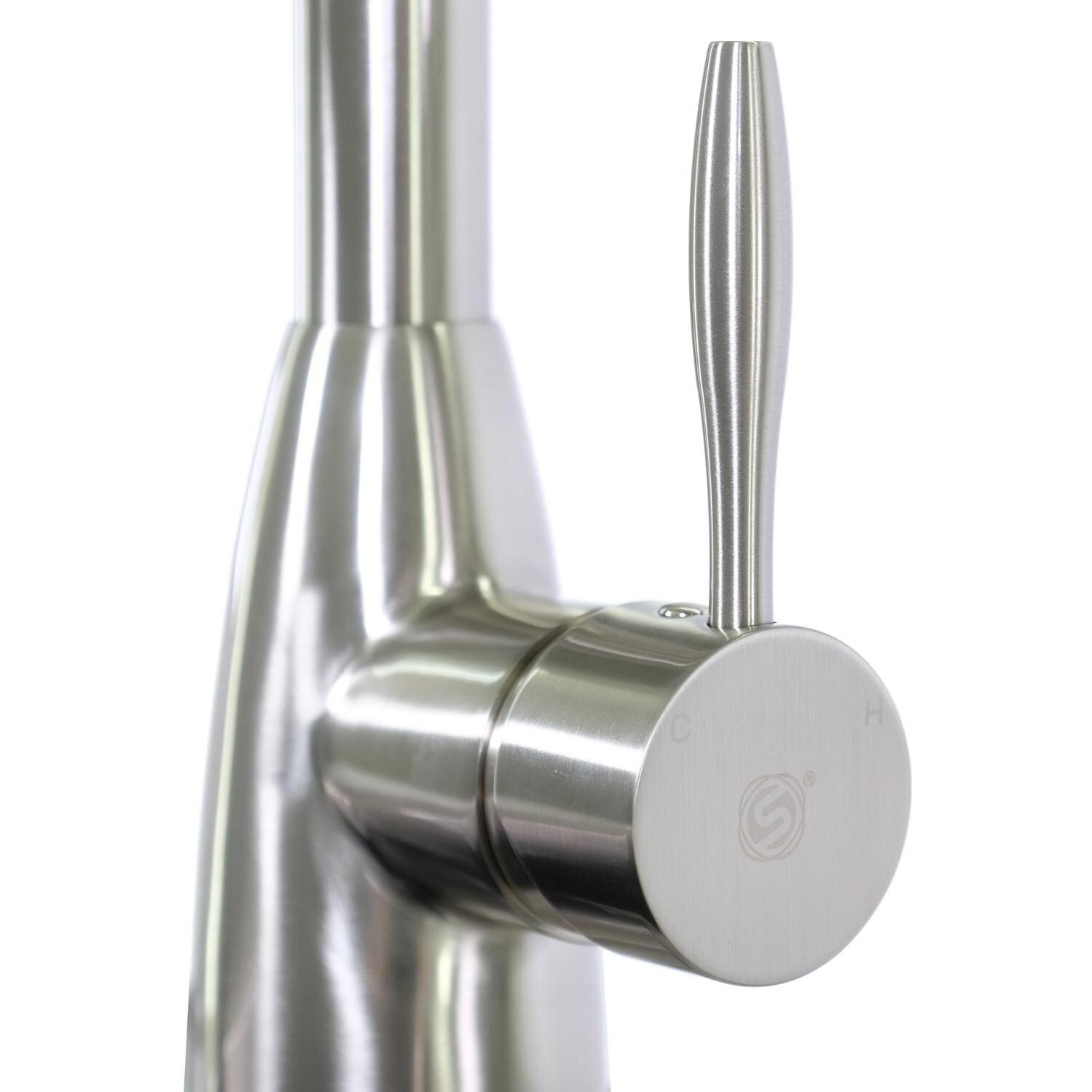 BBQGuys Signature - BBQ-N88402-BN - Single Handle Pull-Out Gooseneck Faucet - Handle Detail thumbnail