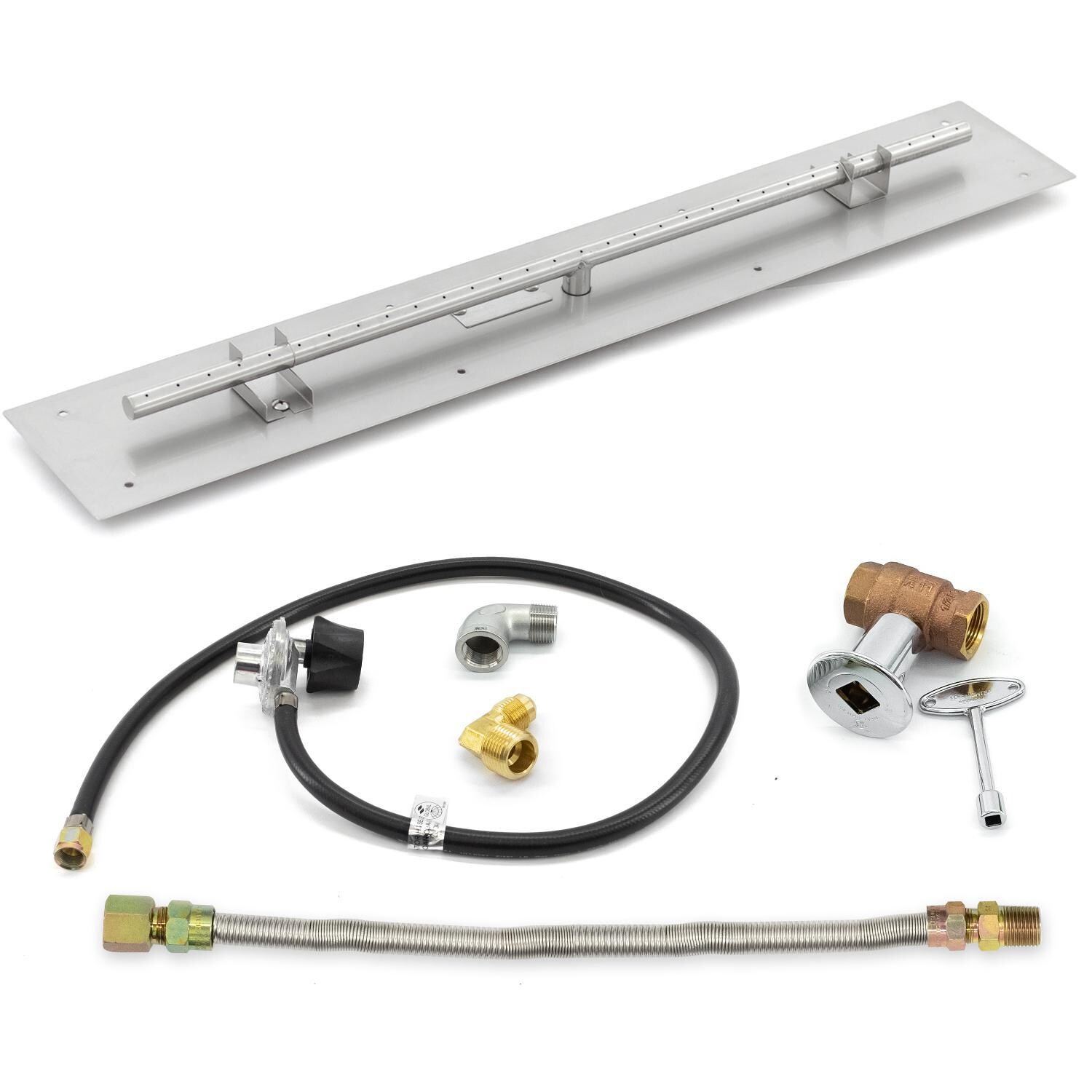 BBQGuys Signature 36-Inch Flat Linear Pan W/ 31-Inch Propane T-Burner & Connection Kit