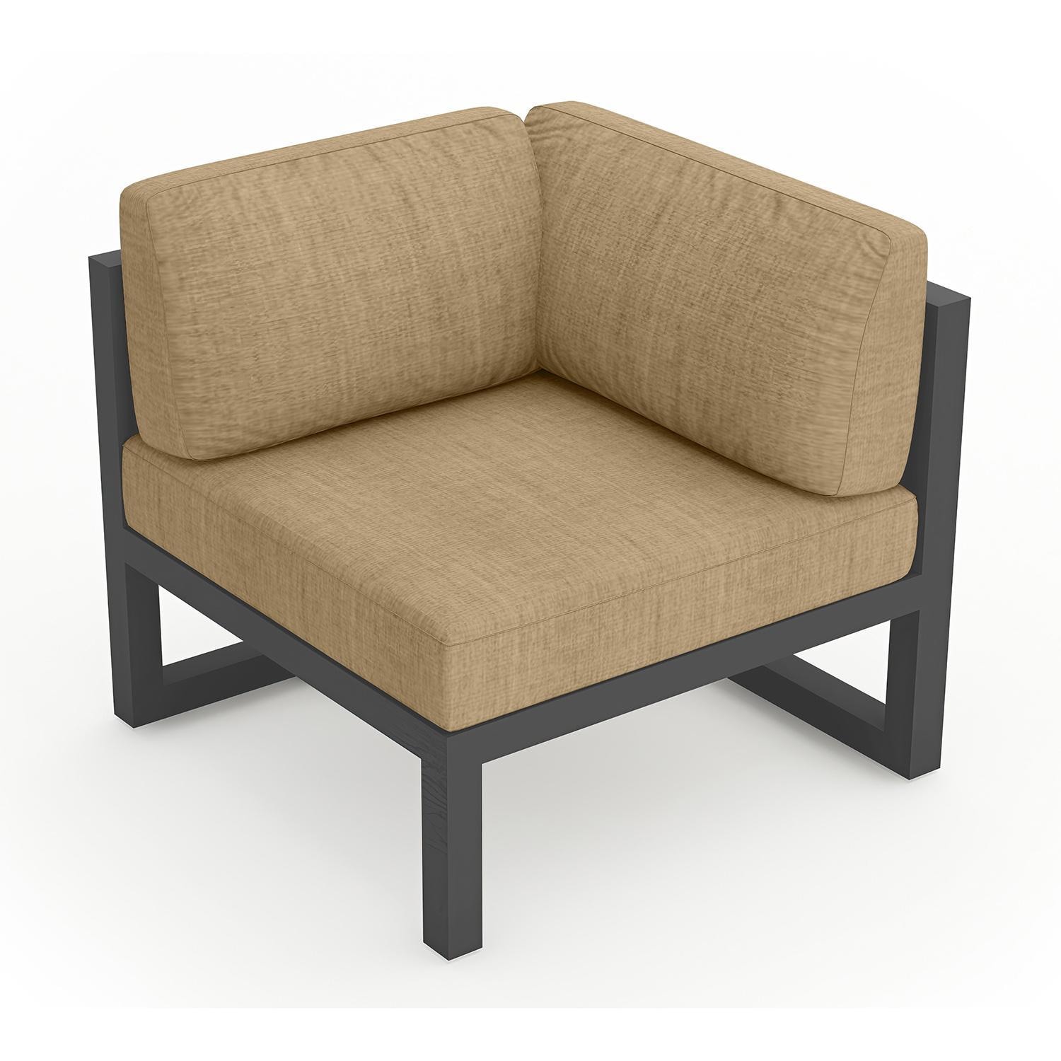 Misty Cove Aluminum Corner Club Chair in Slate w/Heather Beige by Lakeview - Front View - White Background thumbnail