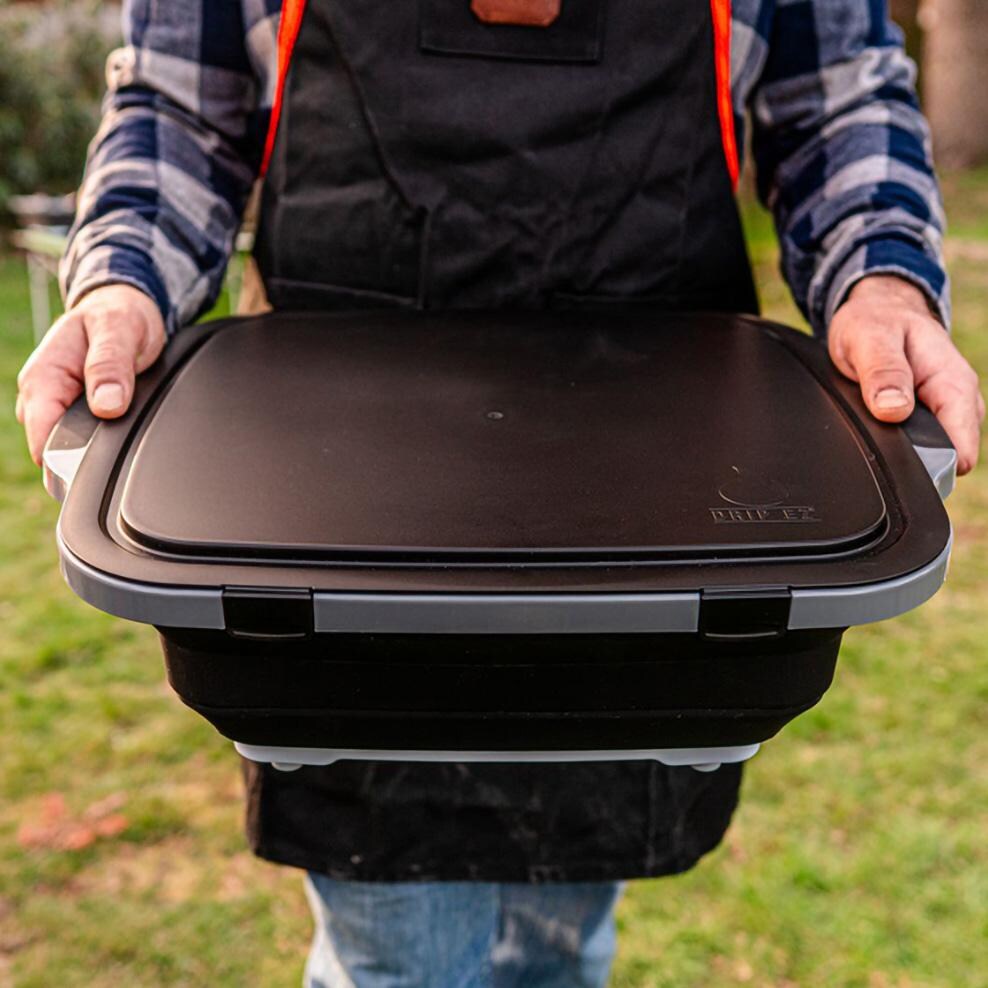 Drip EZ TUBV2-1-BL V2 BBQ Prep Tub - Pit Master Black - Prepping Roast - Lifestyle thumbnail