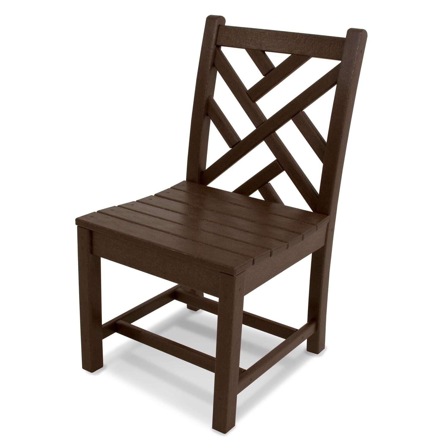 Chippendale Mahogany Recycled Plastic Wood Patio Dining Side Chair By POLYWOOD