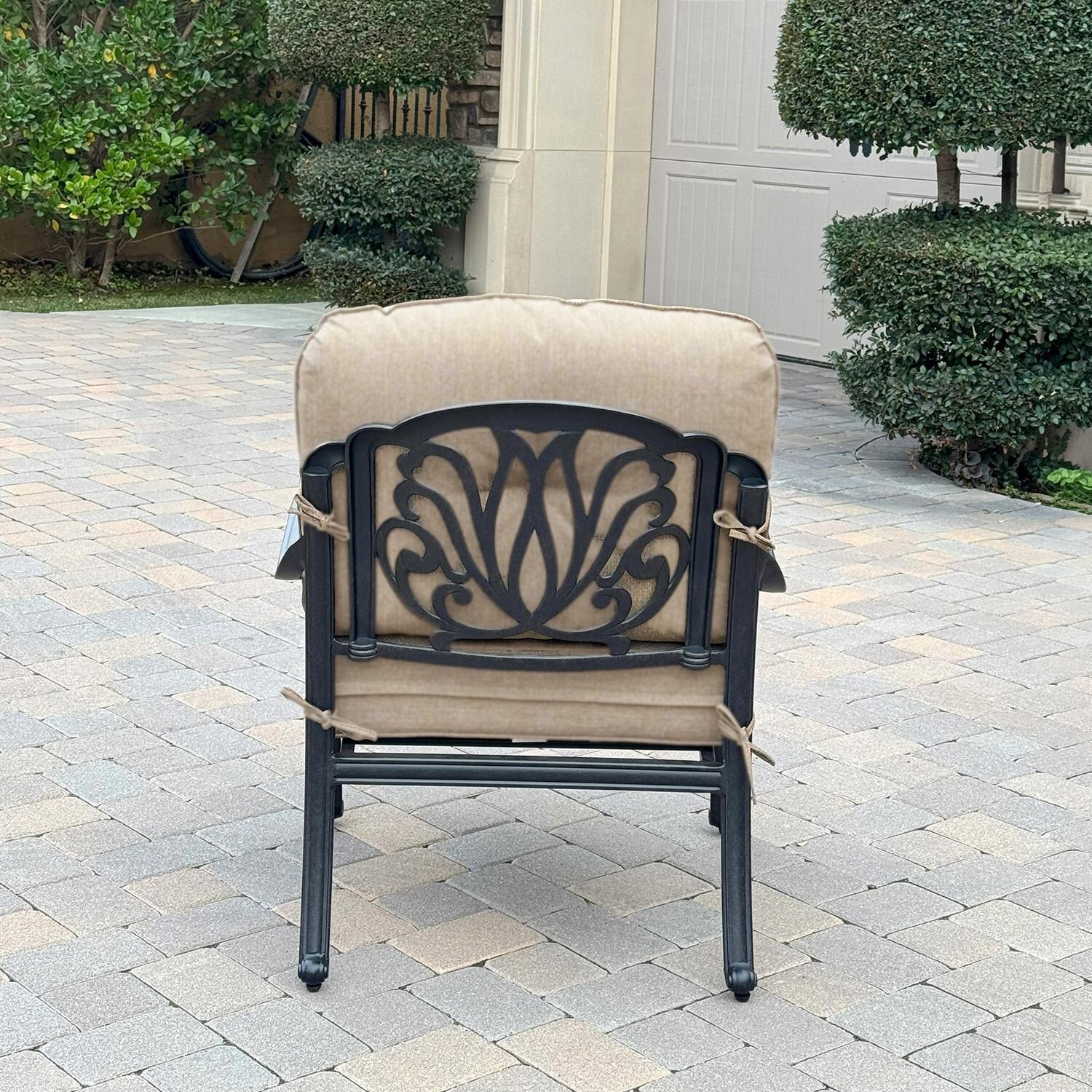 Darlee Elisabeth Cast Aluminum 4 Pc Set Club Chair Set in Antique Bronze/Beige - Chair Back - Lifestyle thumbnail
