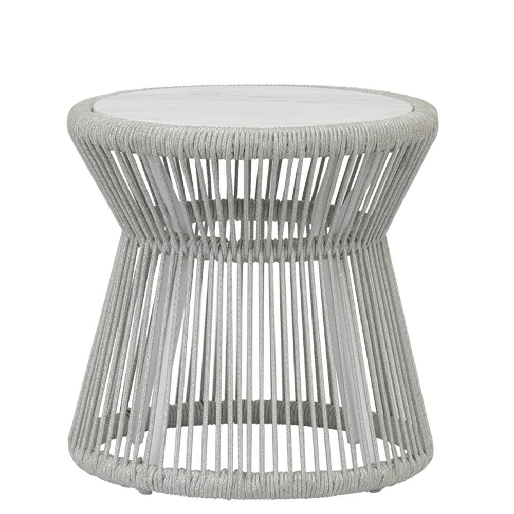 Miami 20 Inch Round Woven Rope End Table in Silver by Sunset West