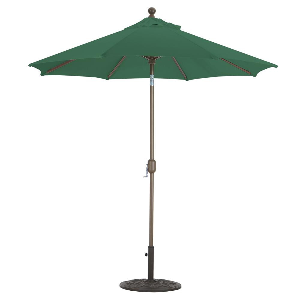 Galtech 7.5 Ft. Octagonal Aluminum Patio Market Umbrella W/ Crank Lift And Deluxe Auto Tilt - Antique Bronze Frame W/ Sunbrella Canvas Forest Green Canopy