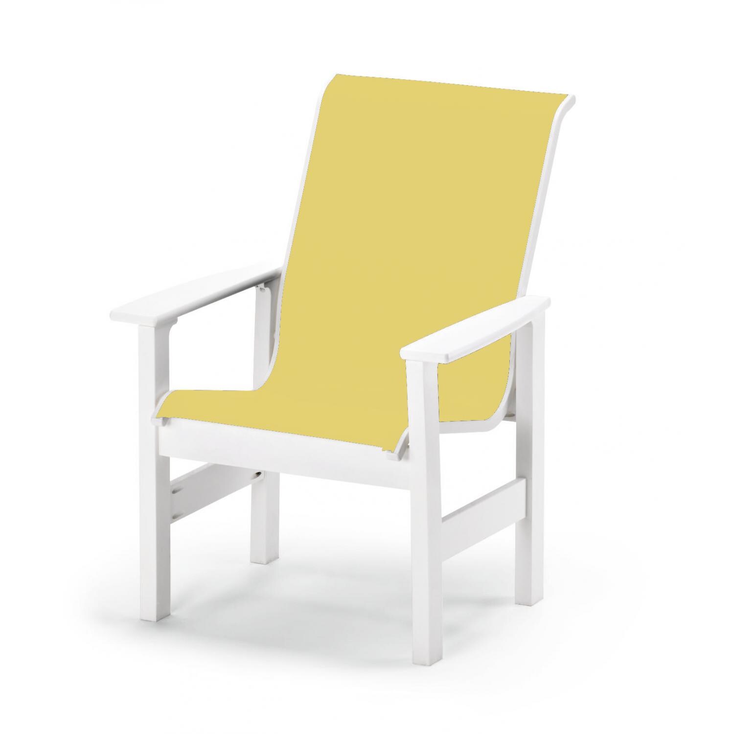 Leeward MGP Patio Dining Arm Chair With Sling Seating By Telescope Casual - Textured Snow/Yellow thumbnail