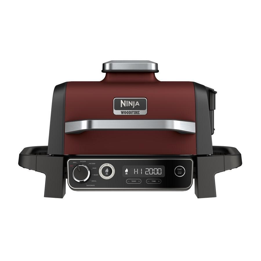 Ninja OG701RD + XSKSTAND Woodfire Grill - Red - W/ Collapsible Grill Stand - Woodfire Grill in Red - White Background thumbnail