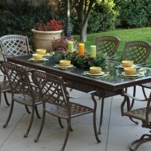 Darlee Sedona 9 Piece Cast Aluminum Patio Dining Set With Rectangular Granite Top Table - Mocha / Brown Granite Tile image