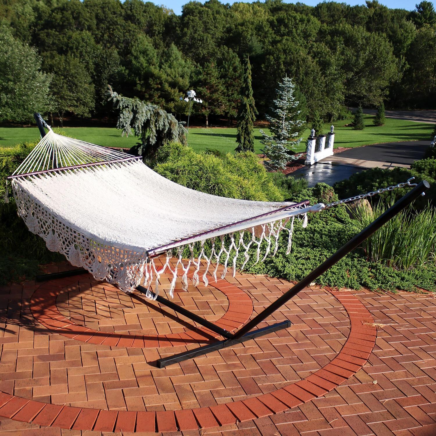 Ultimate Patio American-Style Hammock w/ 15-Foot Black Stand - Natural - Lifestyle thumbnail