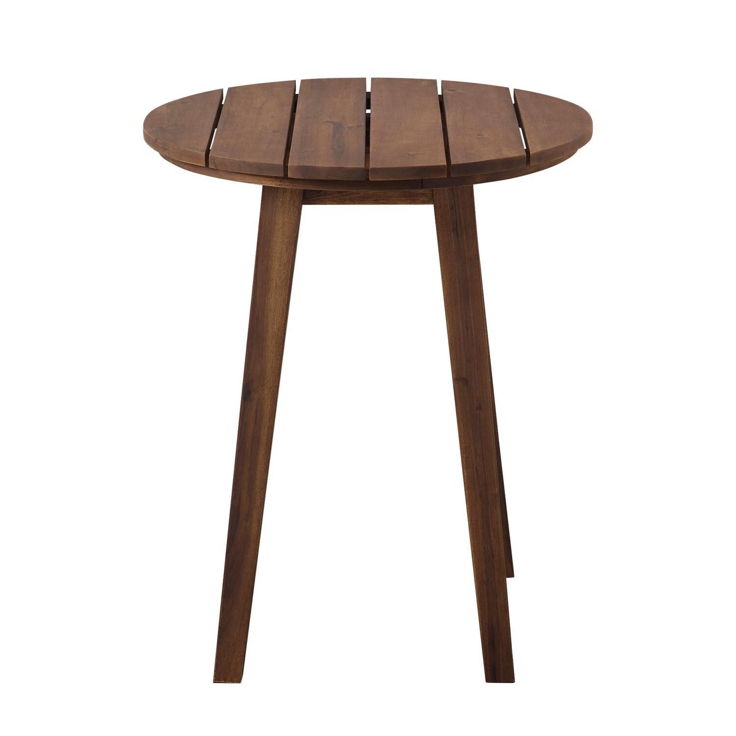 Ultimate Patio 20 Inch Round Acacia Patio End Table - Dark Brown - Front View thumbnail