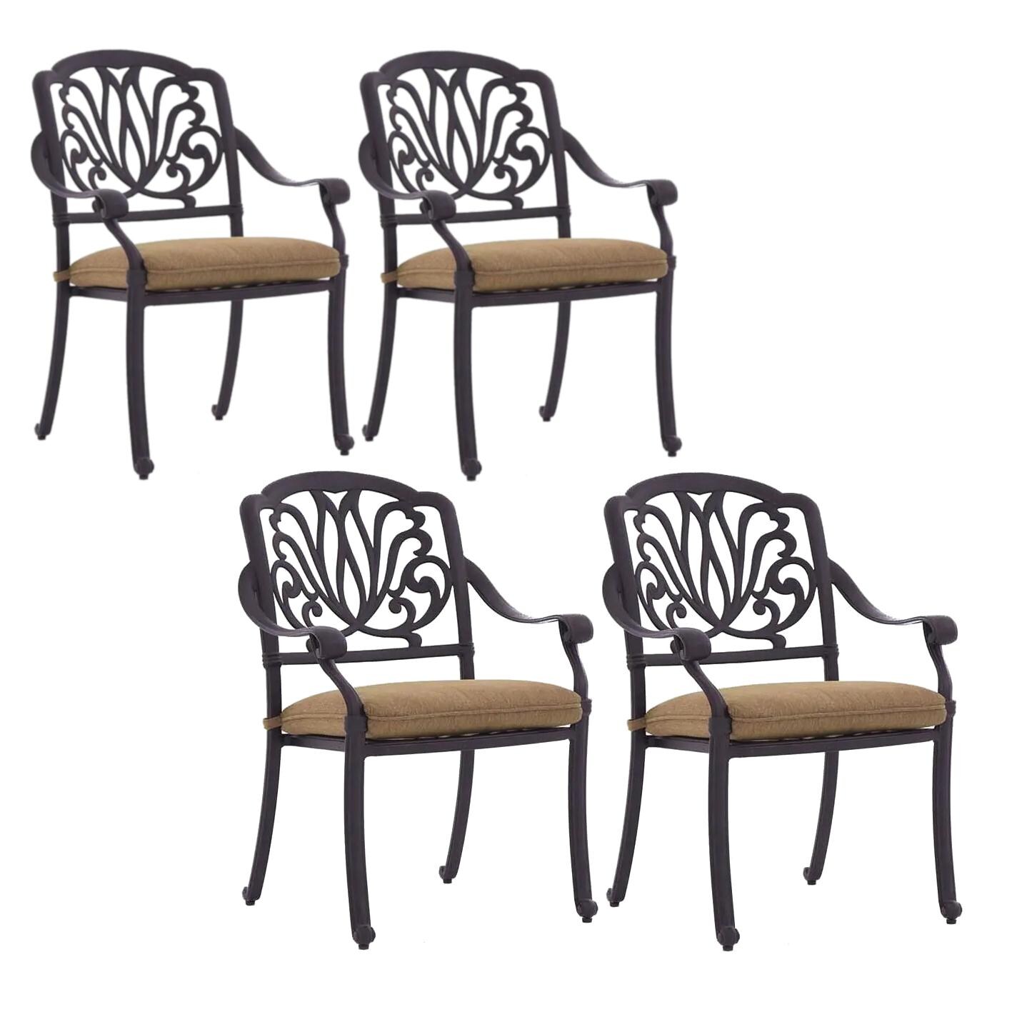 Elisabeth Cast Aluminum 4 Pc Dining Chair Set in Antique Bronze/Sesame by Darlee