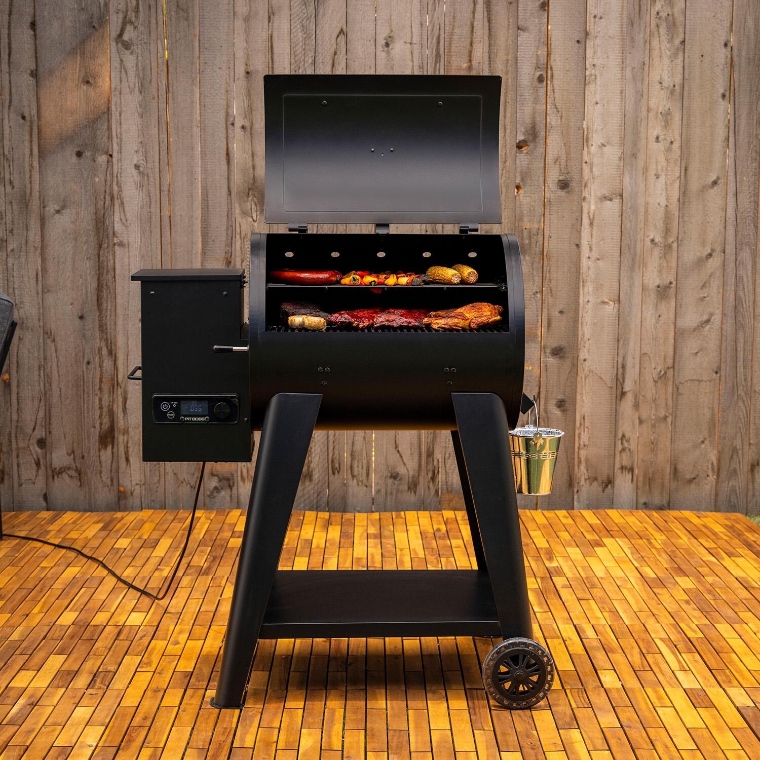 Pit Boss 700FB2 Pellet Grill - Matte Black - Open Front View - Lifestyle thumbnail