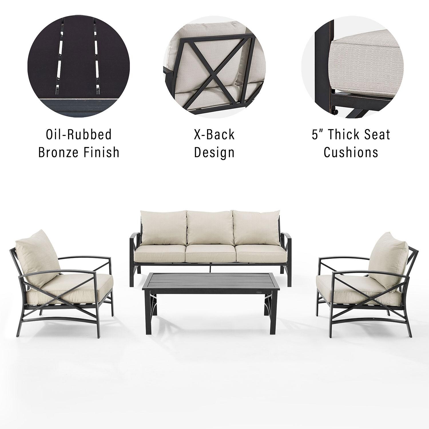 Ultimate Patio UP-82261BZ-OL 4Pc Outdoor Sofa Patio Furniture Set in Oatmeal - Features - Diagram thumbnail