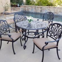Elisabeth 5 Piece Cast Aluminum Patio Dining Set W/ 42 Inch Round Table By Darlee