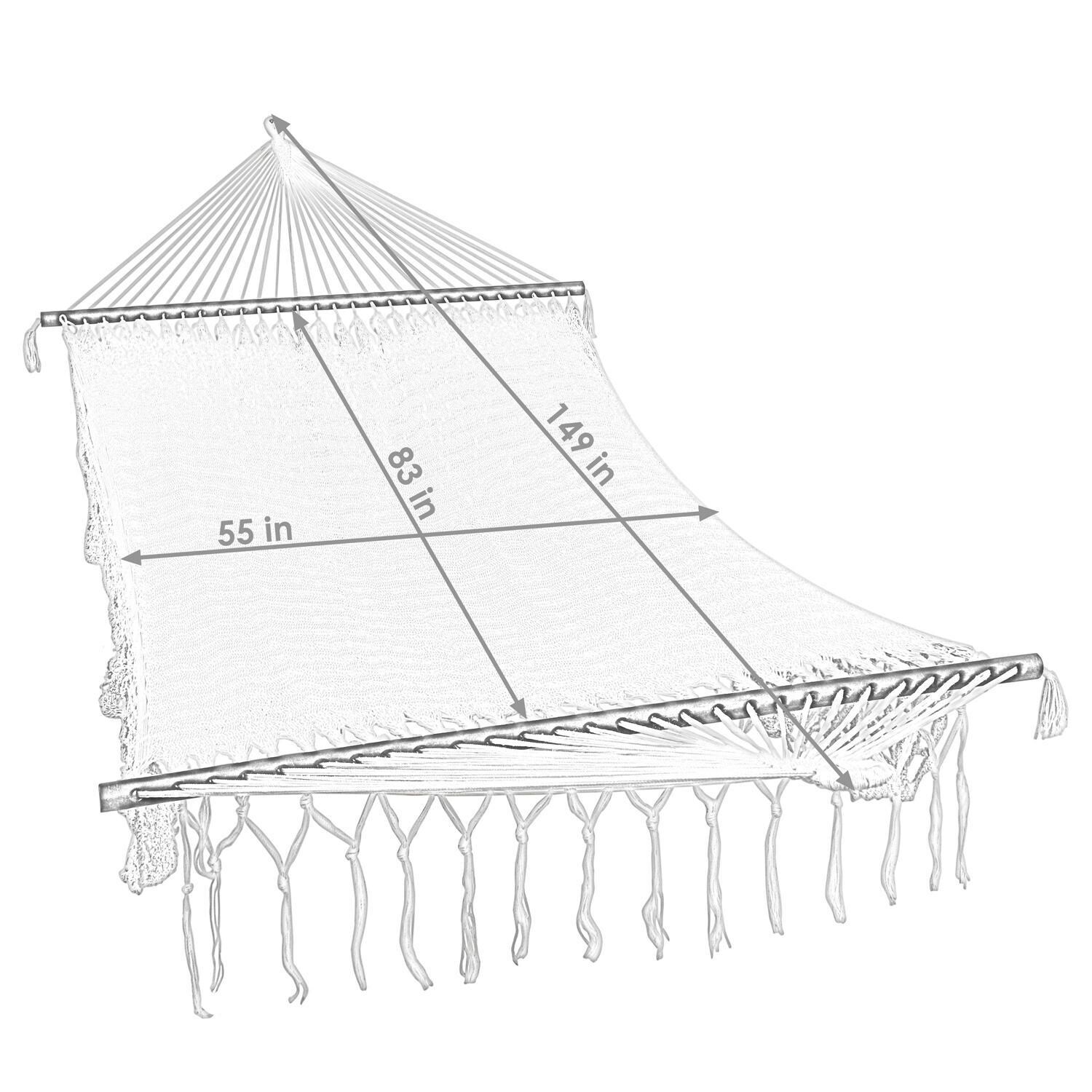 Ultimate Patio American-Style Hammock w/ 15-Foot Black Stand - Natural - Hammock Dimensions thumbnail