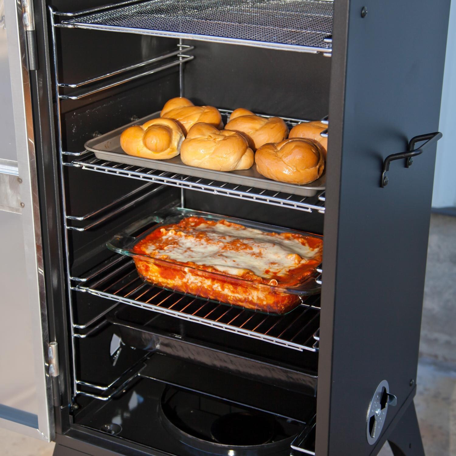 Camp Chef 18 Inch Smoke Vault Propane Gas Smoker - Shown Baking Food - Detail thumbnail