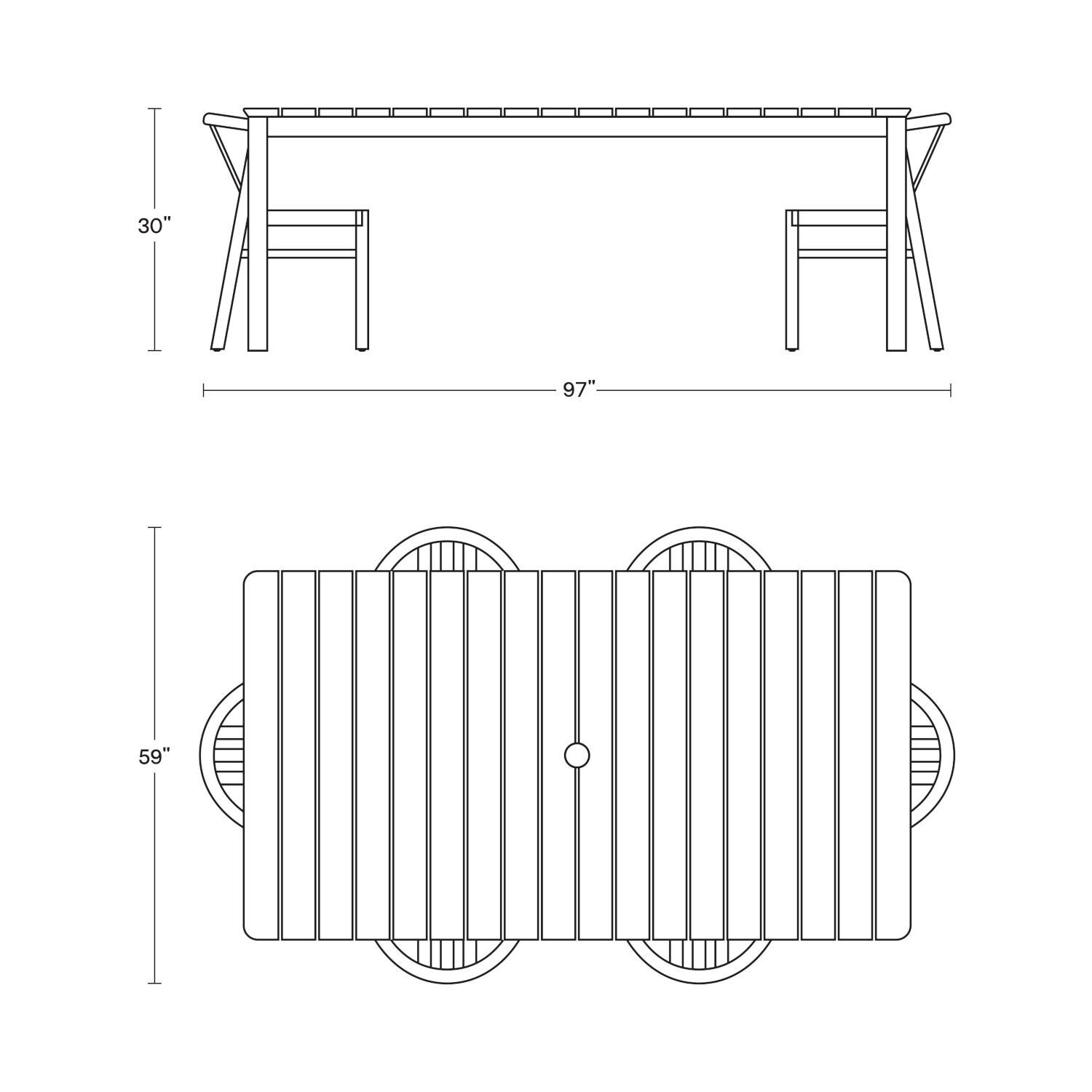 Neighbor HVN-RDT-SET 7 Piece Teak Rectangular Dining Set - Dimensions thumbnail