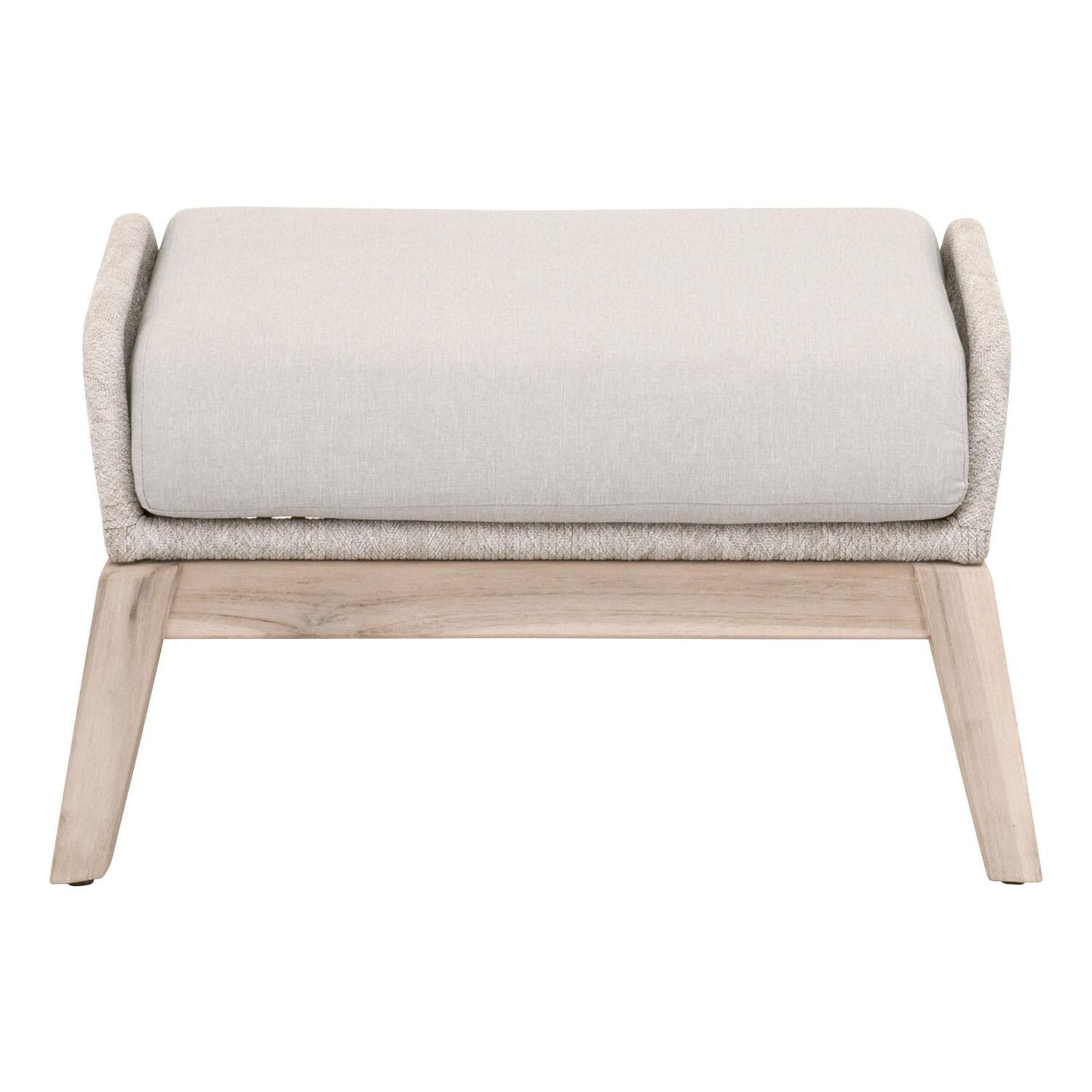 Peninsula Way Woven Rope Ottoman in Taupe & White By Lakeview