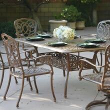 Darlee Florence 7 Piece Cast Aluminum Patio Dining Set With Rectangular Table - Mocha image