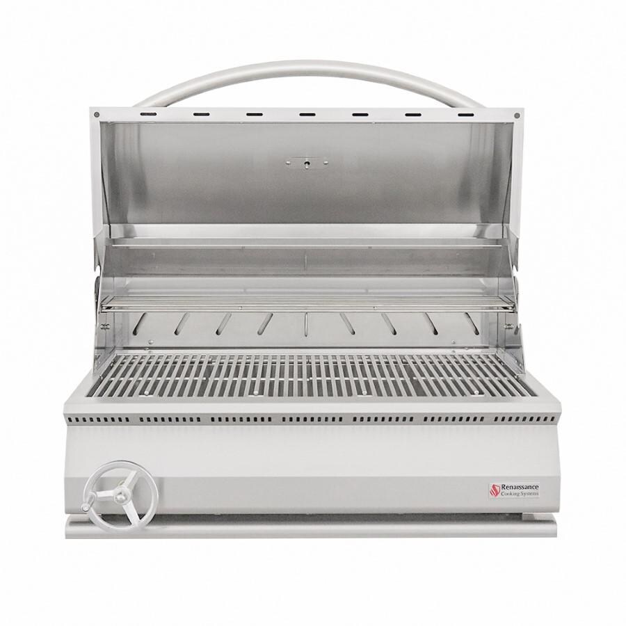 RCS RJCC32A Premier Built-In Stainless Steel 32-Inch Charcoal Grill - Open Front with Warming Rack thumbnail