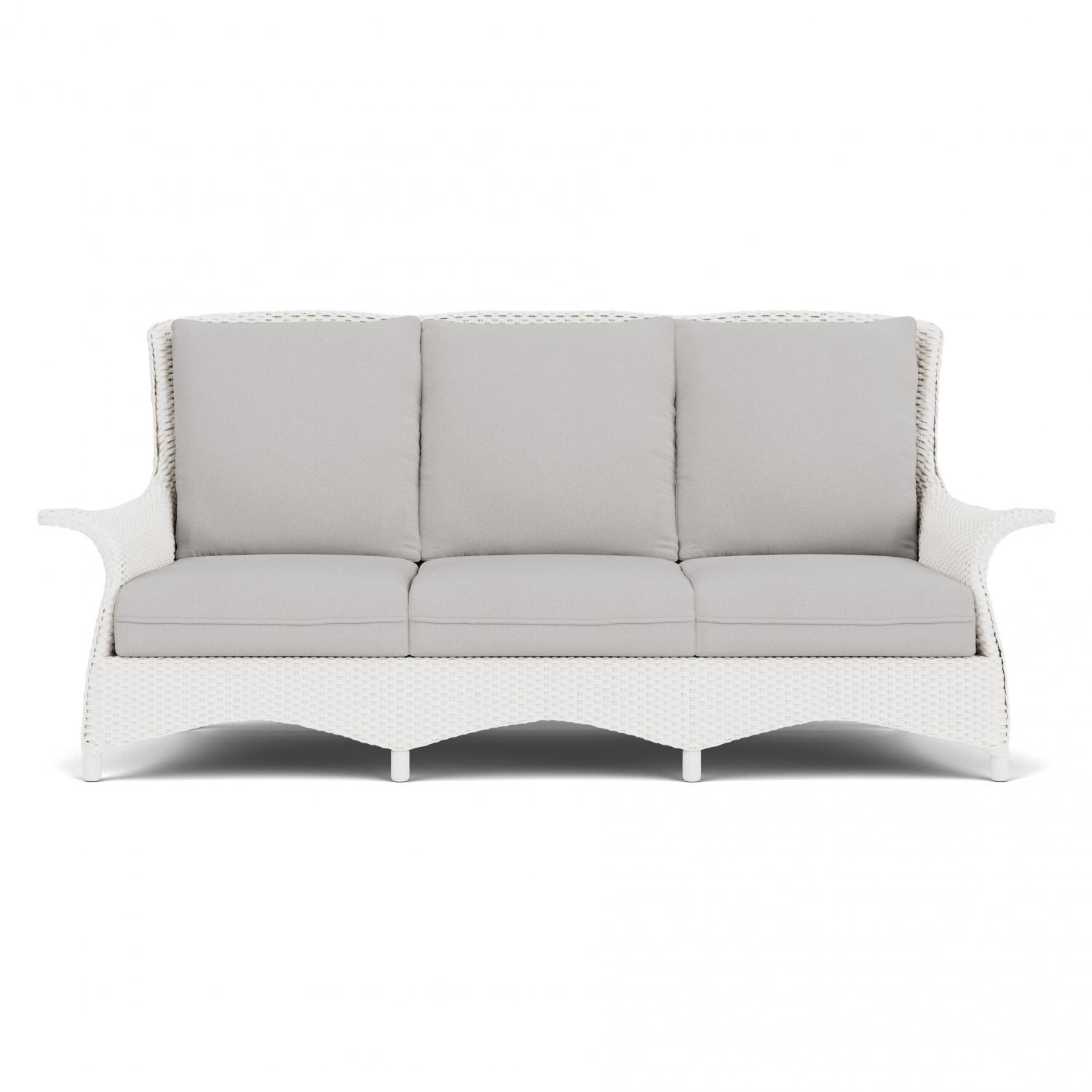 Mandalay 3 Person Wicker Sofa in White/Tundra Dove By Lloyd Flanders