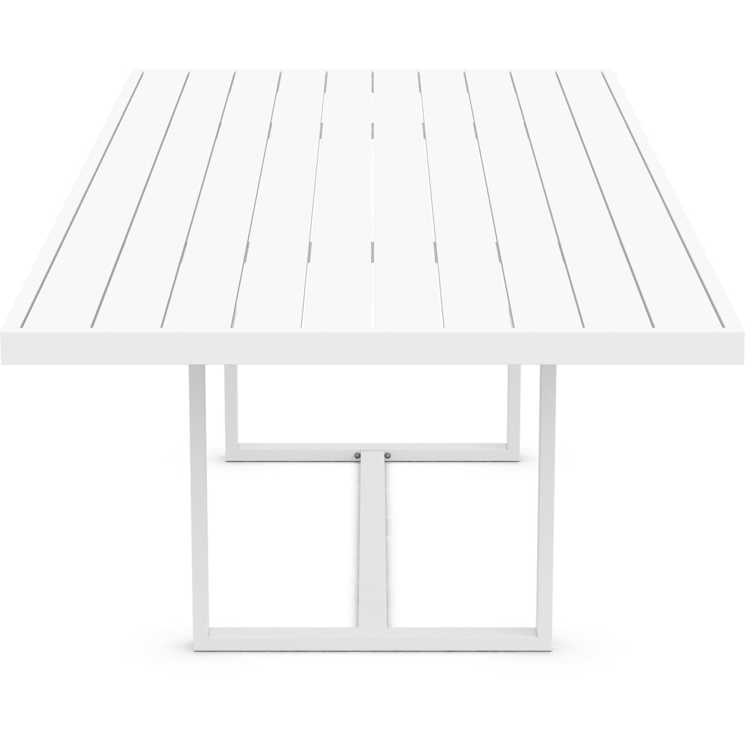 Azzurro Living Pavia 96 Inch White Aluminum Dining Table - Side - White Background thumbnail