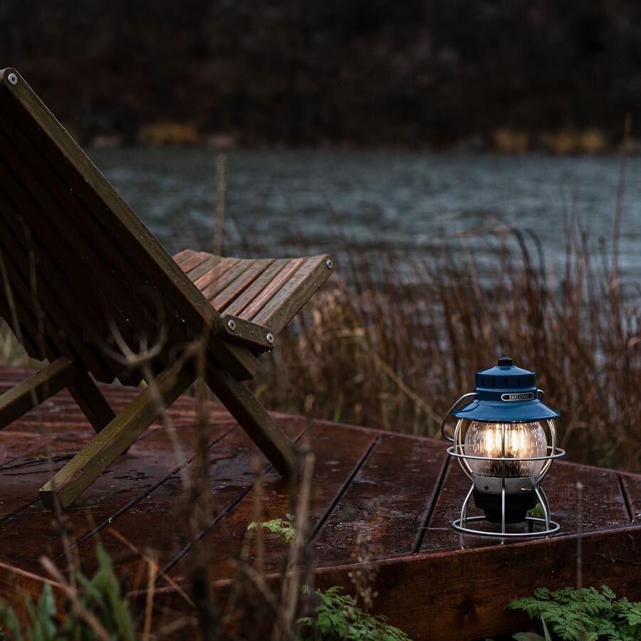Barebones Living LIV-181 Railroad Lantern - Ocean Blue - Near Water thumbnail
