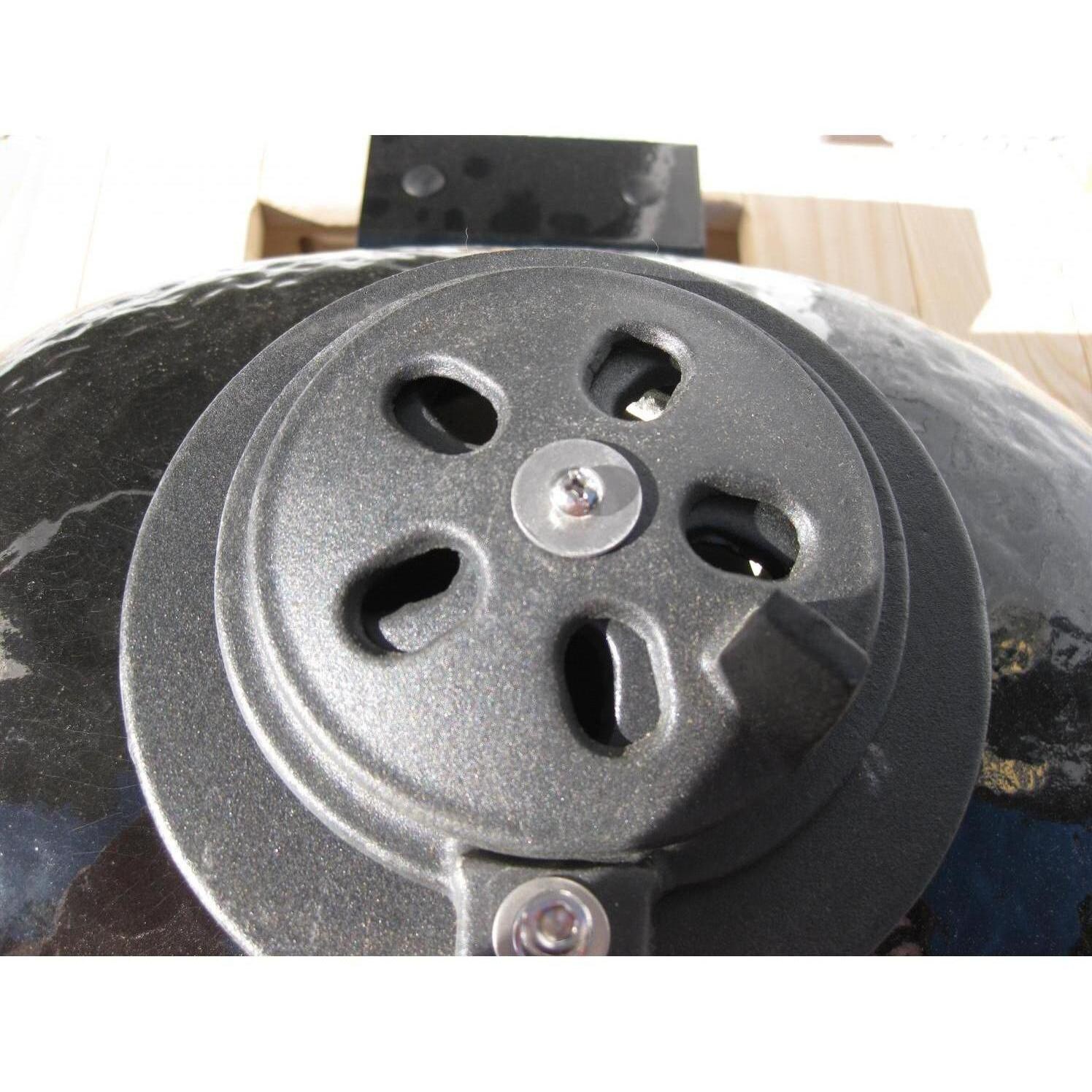 Primo Oval XL Ceramic Charcoal Smoker Grill On Countertop Cypress Table -  thumbnail