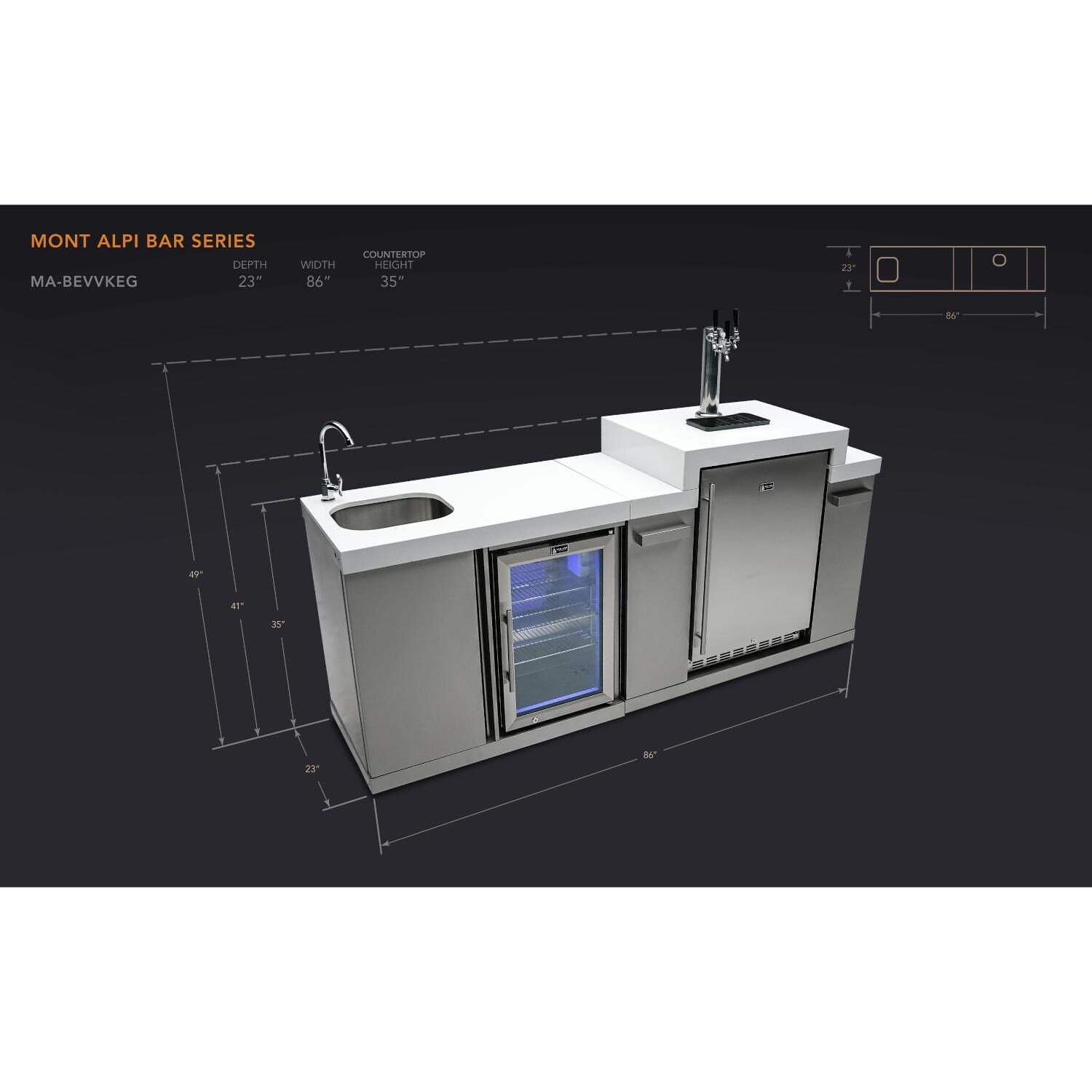 Mont Alpi MA-BEVKEG Beverage Center & Kegerator - Dimensions thumbnail