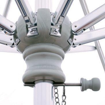Galtech 9 Ft. Octagonal Patio Umbrella W/ Manual Lift - Hub Detail - Shown W/ Silver Finish thumbnail