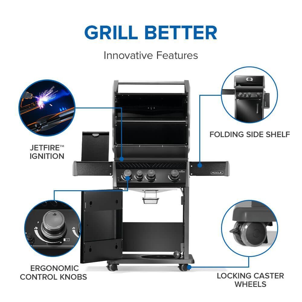 Napoleon R425SBPK-2-FB Rogue 425 3-Burner Propane Grill w/ Range Side Burner - Black - Grill Features - Detail thumbnail