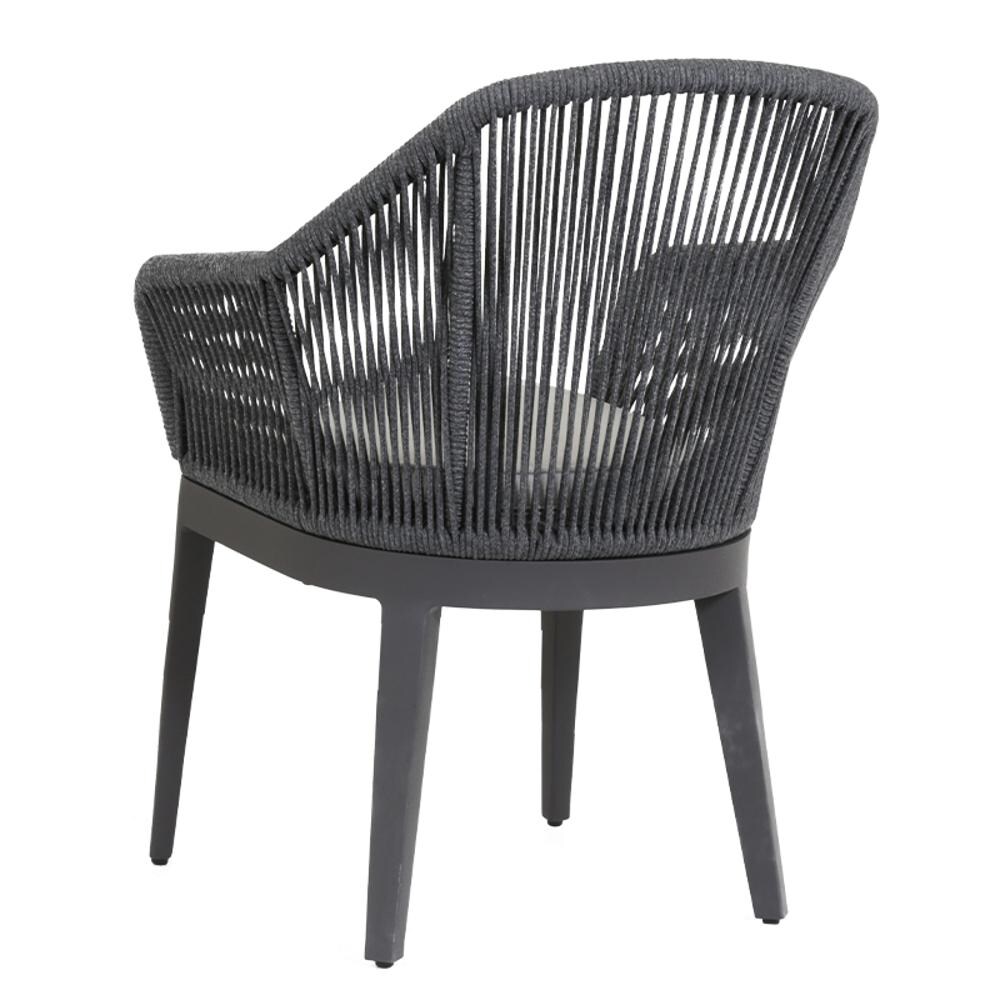 Sunset West - 4101-1-57005 - Milano Olefin Rope & Aluminum Patio Dining Chair W/ Sunbrella Echo Ash Cushions - Rear View thumbnail