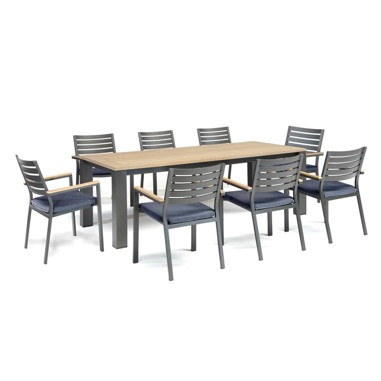 Elba 9 Pc Aluminum/Teak Dining Set in Spectrum Indigo By KETTLER - Display - White Background thumbnail