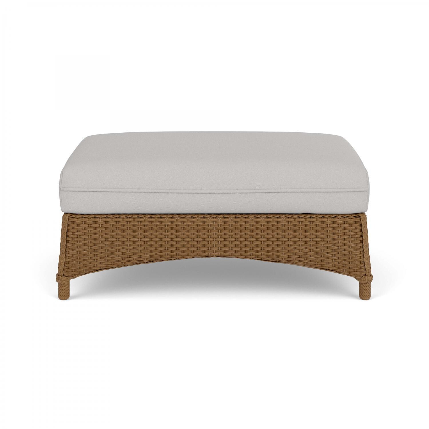 Lloyd Flanders Mandalay Large Ottoman in Hickory Finish with Tundra Dove fabric - Back thumbnail