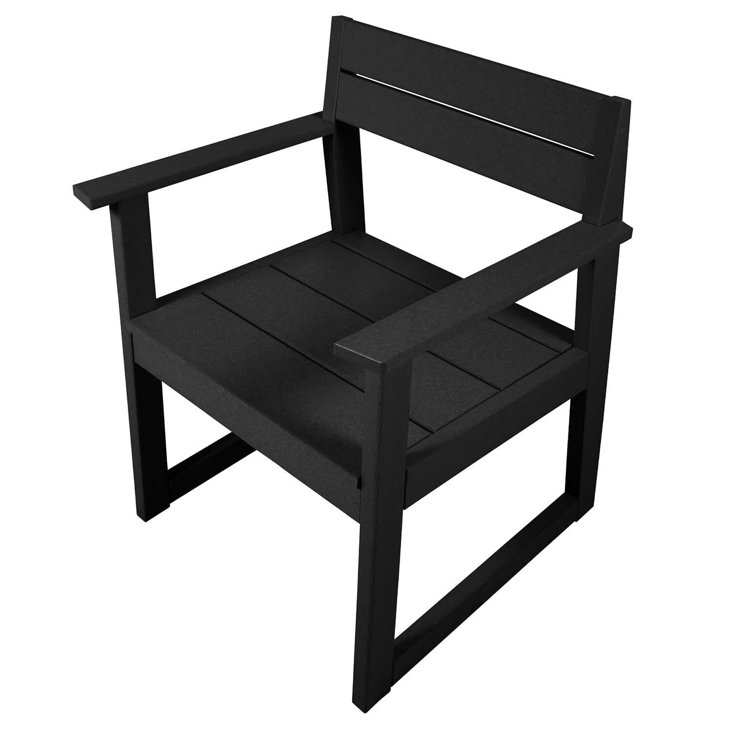 Hazel Cove Recycled Plastic Dining Arm Chair in Black Sand by Lakeview Outdoor Designs - Right Angled - White Background thumbnail