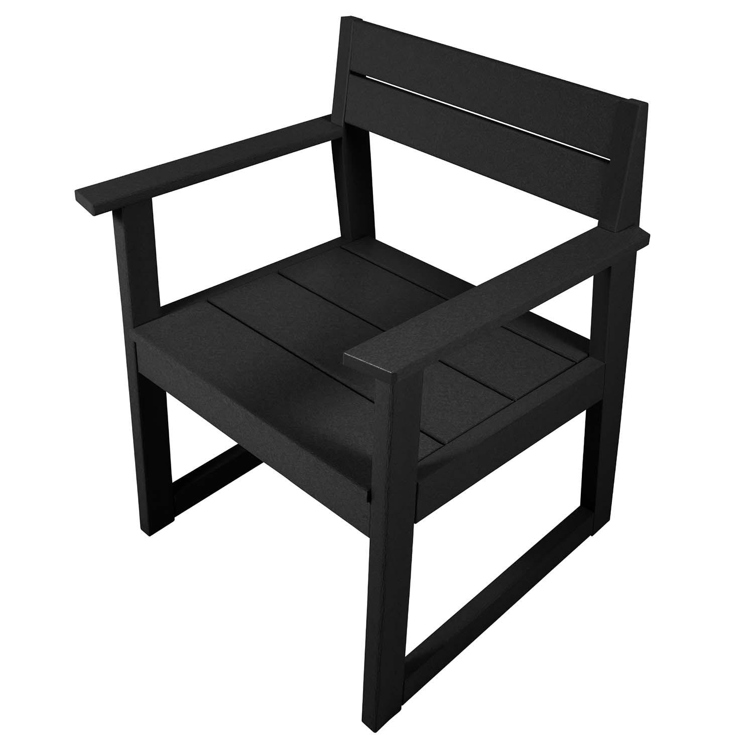 Hazel Cove Recycled Plastic Dining Arm Chair in Black Sand by Lakeview Outdoor Designs - Right Angled - White Background thumbnail