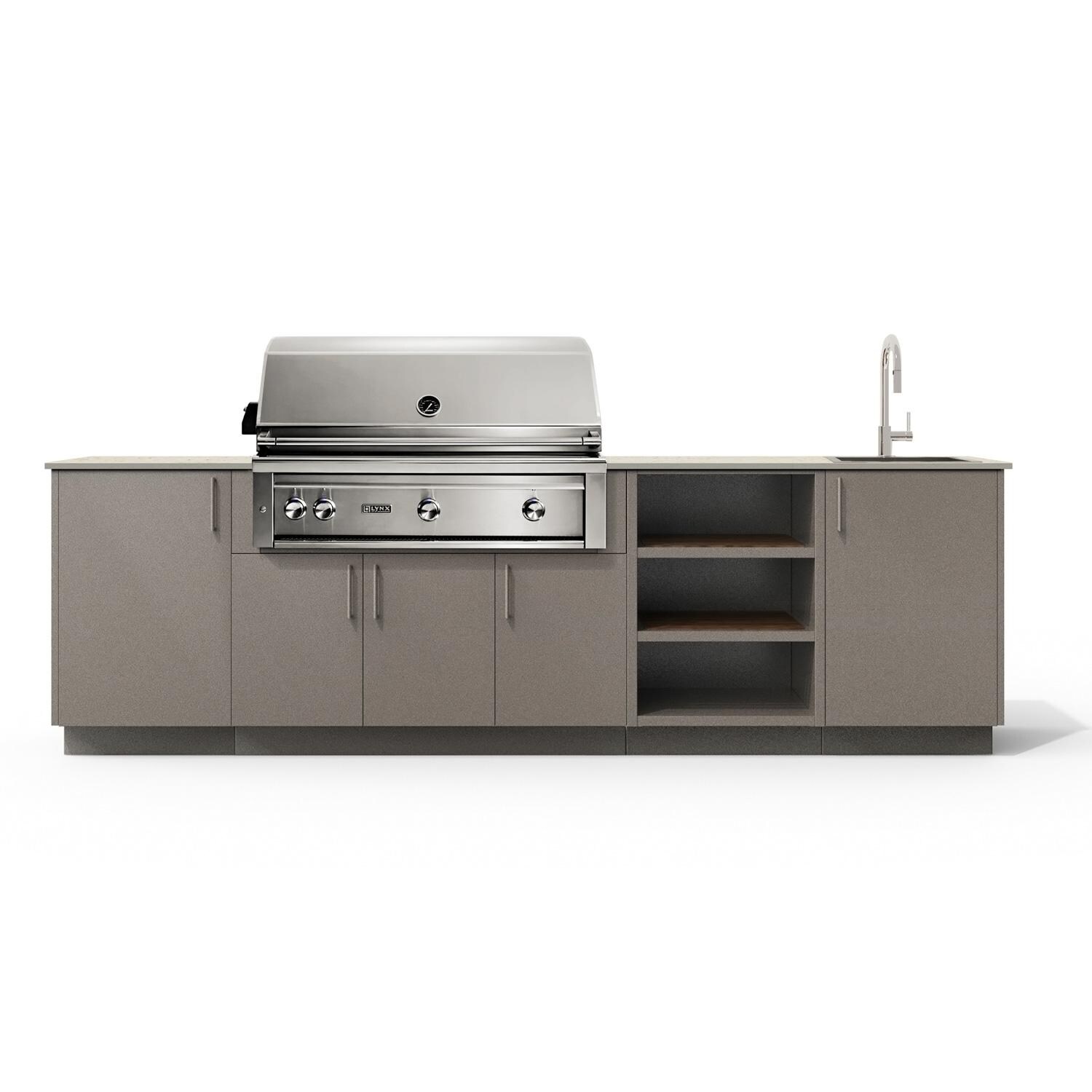 Urban Bonfire B-Mist-42-Lynx-Danae-Clay Mist 42 Outdoor Kitchen w/ Lynx Propane Grill, Danae Countertop & Clay Finish thumbnail