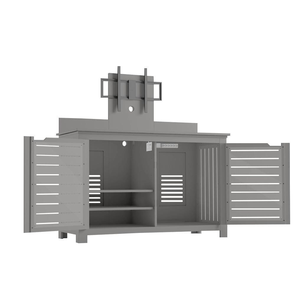 Ledge Lounger Mainstay Rectangle Bar Credenza w/ TV Mount - Gray - White Background thumbnail