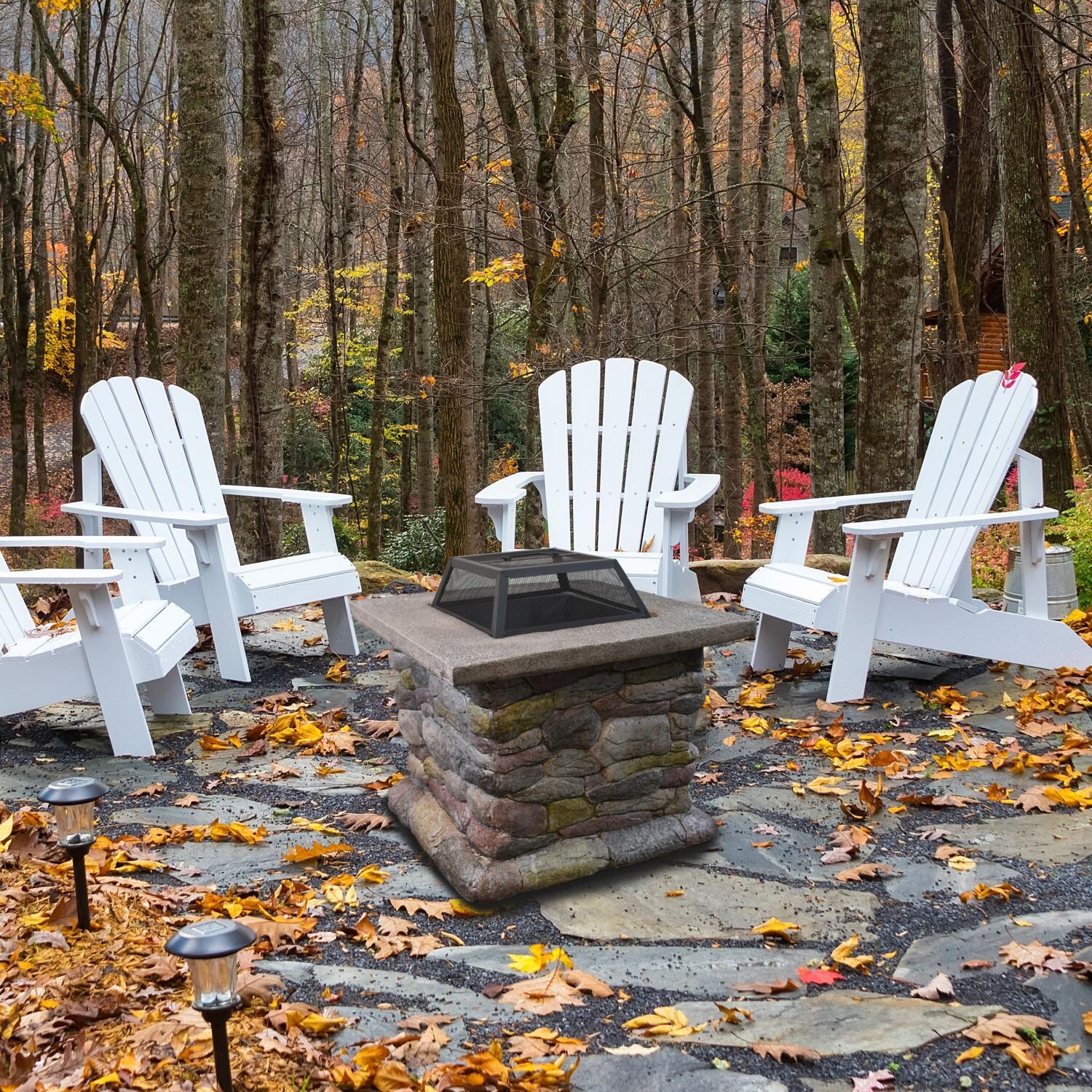Astella 30-Inch Square Wood Burning Fire Pit - Faux Rock - FP400 - On the Patio thumbnail