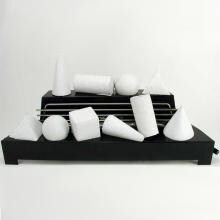 Rasmussen 30-Inch White ALTERNA See-Thru FireShape Set With Vent Free Propane Black Chassis Burner - Manual Safety Pilot