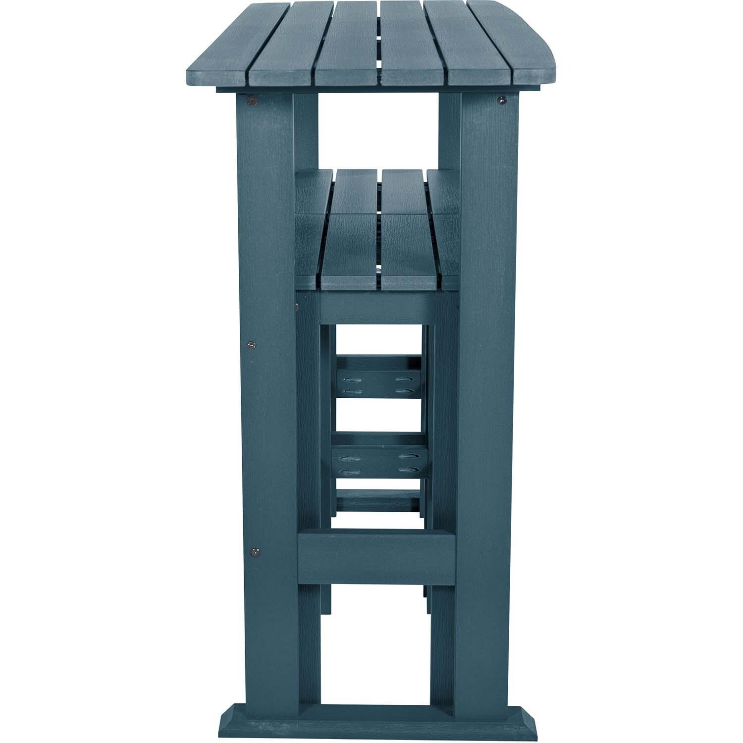 Hart Lane 3 Pc Recycled Plastic Bar Height Dining Set in Nantucket Blue By Lakeview Outdoor Designs - Stools Stored - White Background thumbnail