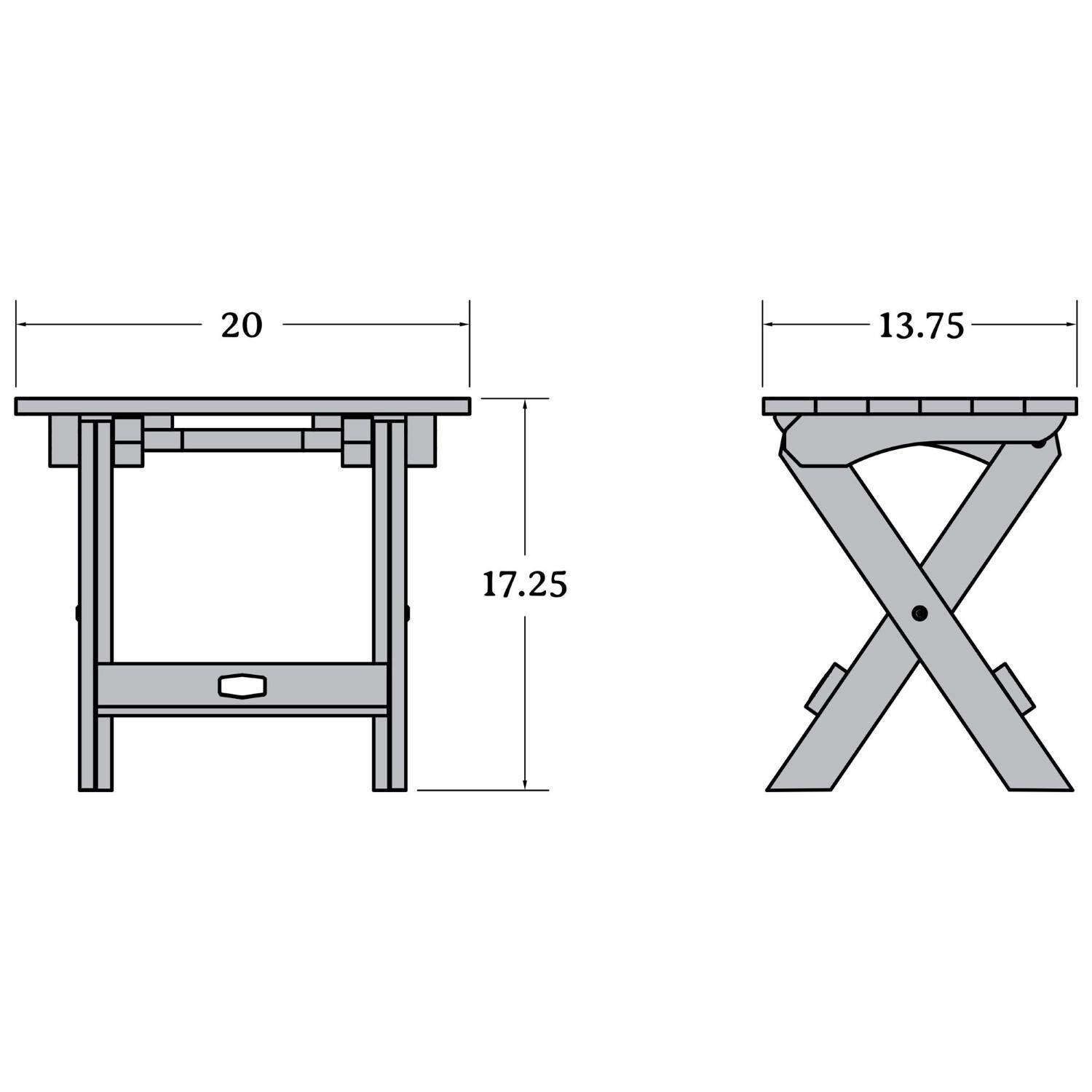 Lakeview The Charmville Folding Side Table - Rustic Red - Line Drawing thumbnail