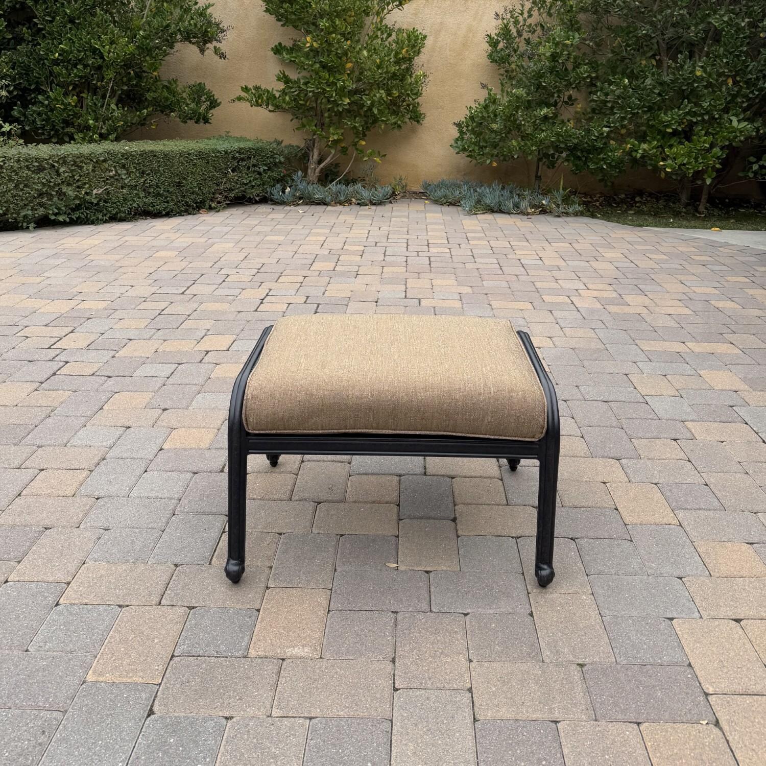 Santa Monica 4 Pc Cast Aluminum Seating Set in Sesame/Antique Bronze by Darlee - Ottoman w/o Cushion - Lifestyle thumbnail