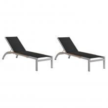 Argento 2 Piece Aluminum Patio Chaise Lounge Set W/ Tekwood Natural Side Rails By Oxford Garden - Black Sling