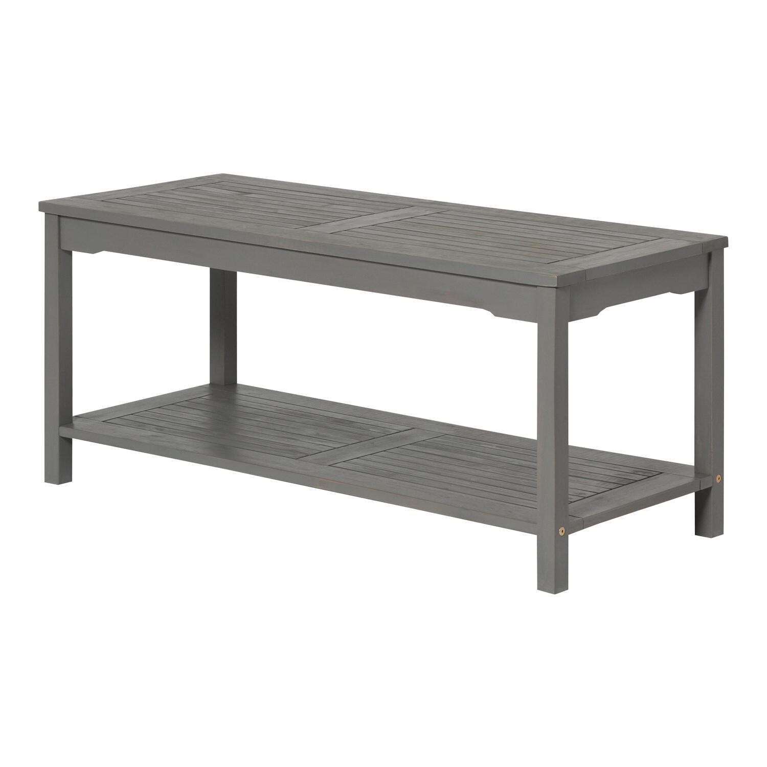 Ultimate Patio Horizon Way 47 X 20 Inch Rectangular Acacia Patio Coffee Table - Gray Wash - Right Side Angled View thumbnail
