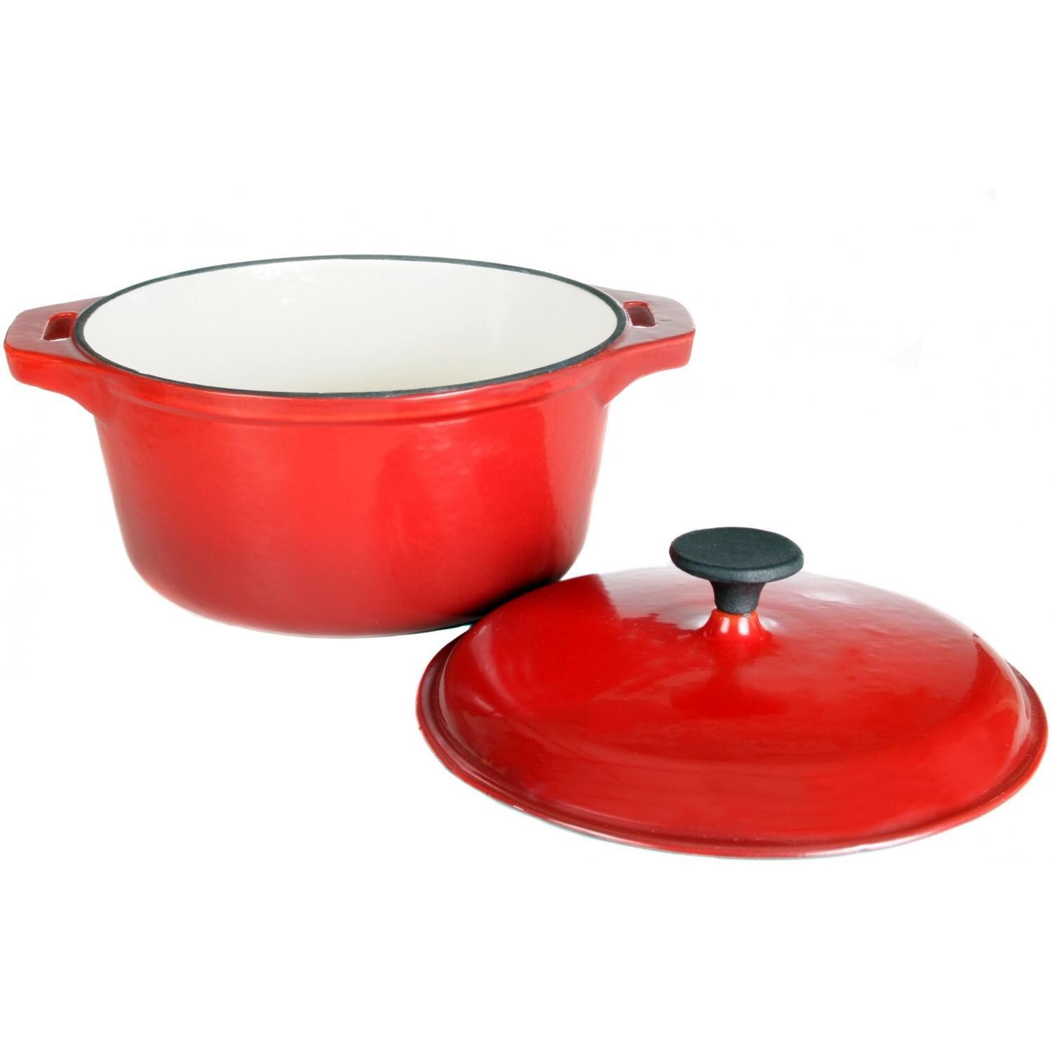 Cajun Cookware 5-Quart Enamel Cast Iron Dutch Oven - Side View With Lid Off thumbnail