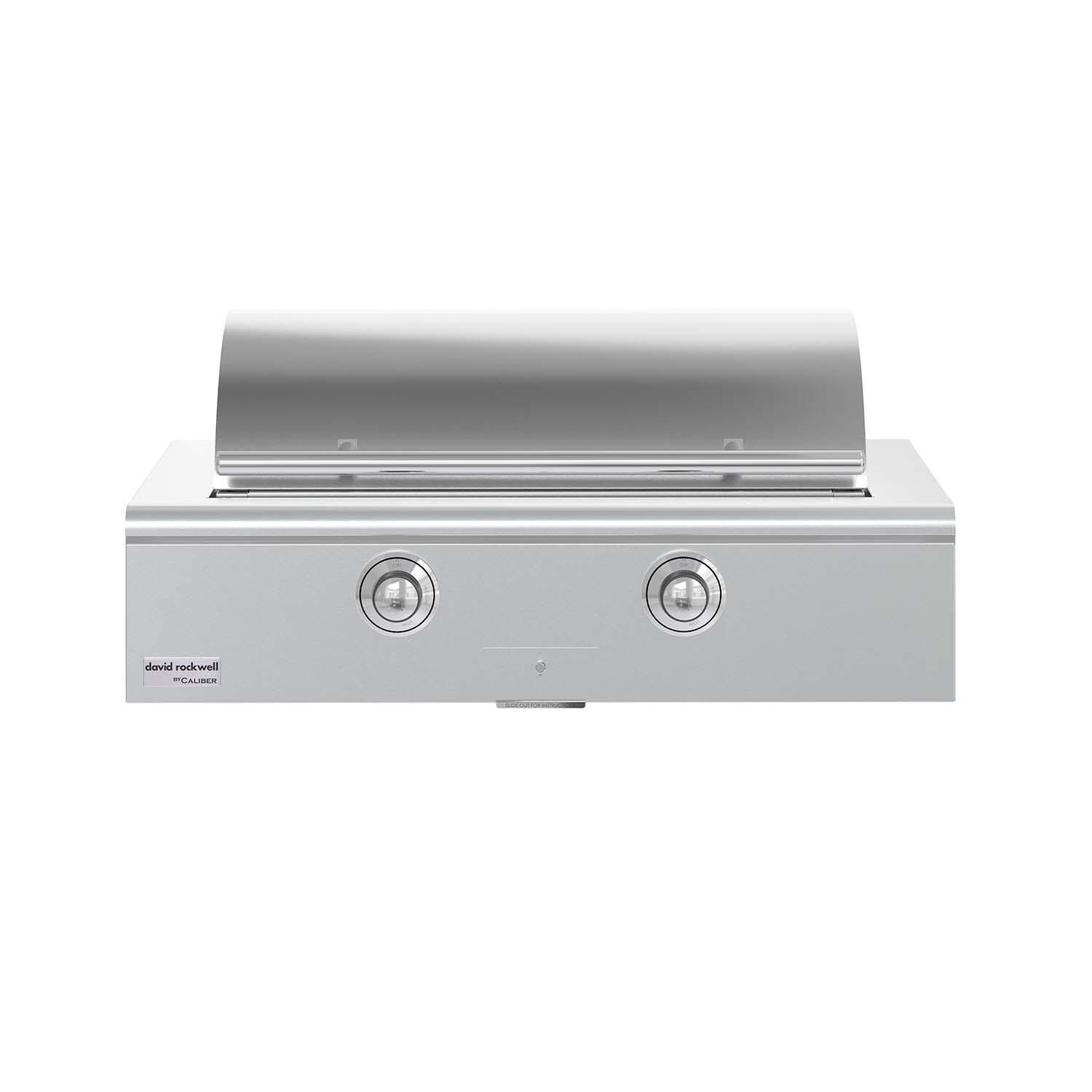 Caliber CRG-42BL00-A-H02 42-in Propane Built-In Rockwell Grill - Chrome Hardware - Lid Closed - White Background thumbnail