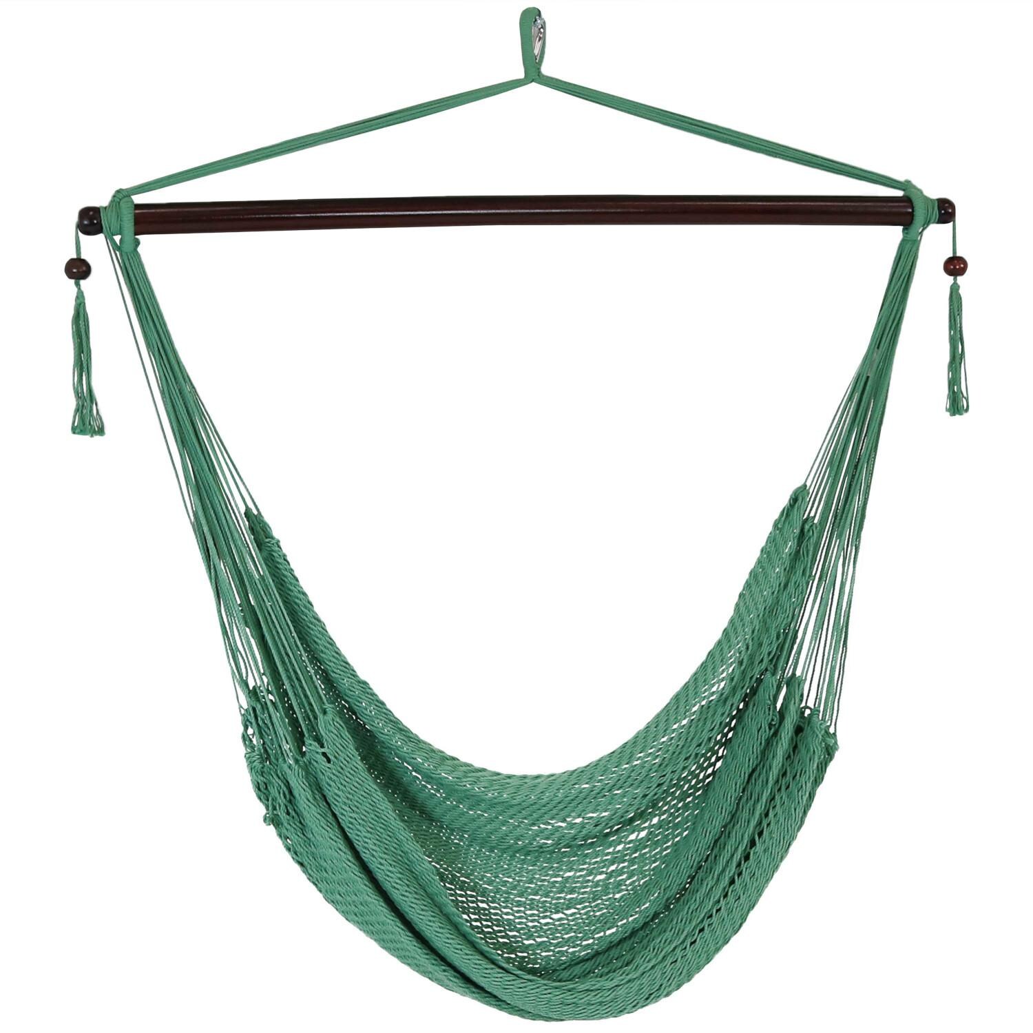 Sunnydaze Decor Extra Large Hanging Caribbean Hammock Chair - Jungle Green - WIM-353 image