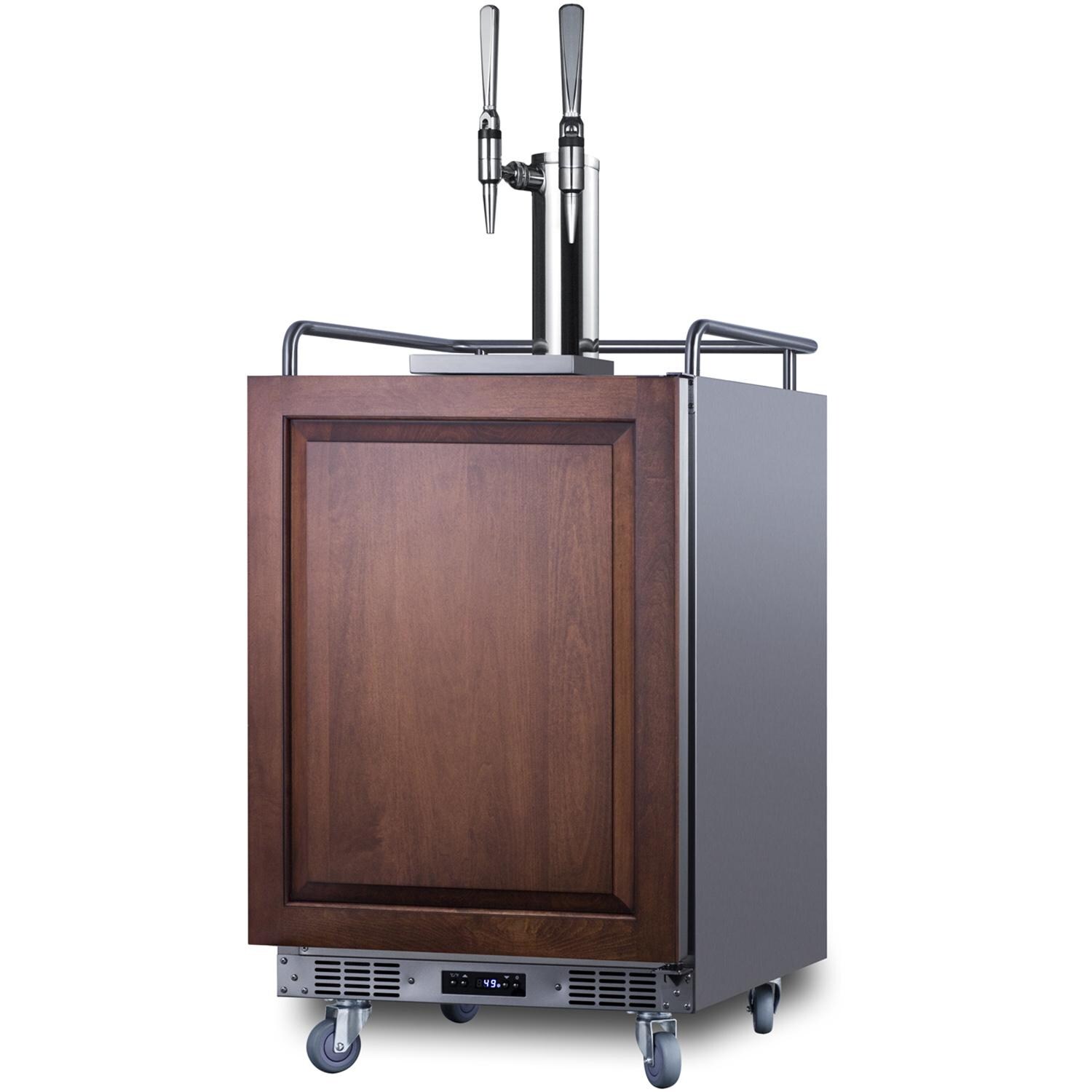 Summit SBC682PNRNCFTWIN 24-Inch 5.6 Cu. Ft. Built-In Nitro Coffee Kegerator - Custom Panel - Angled On Casters thumbnail