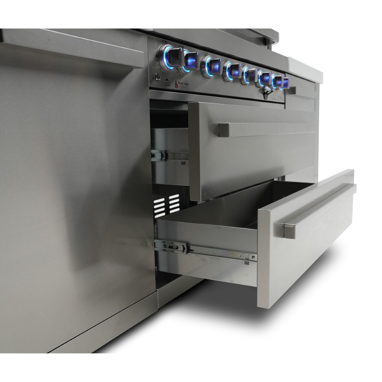 Mont Alpi - MAi400-D - Deluxe Grill Island - Stainless Steel - Drawers Open - Detail thumbnail